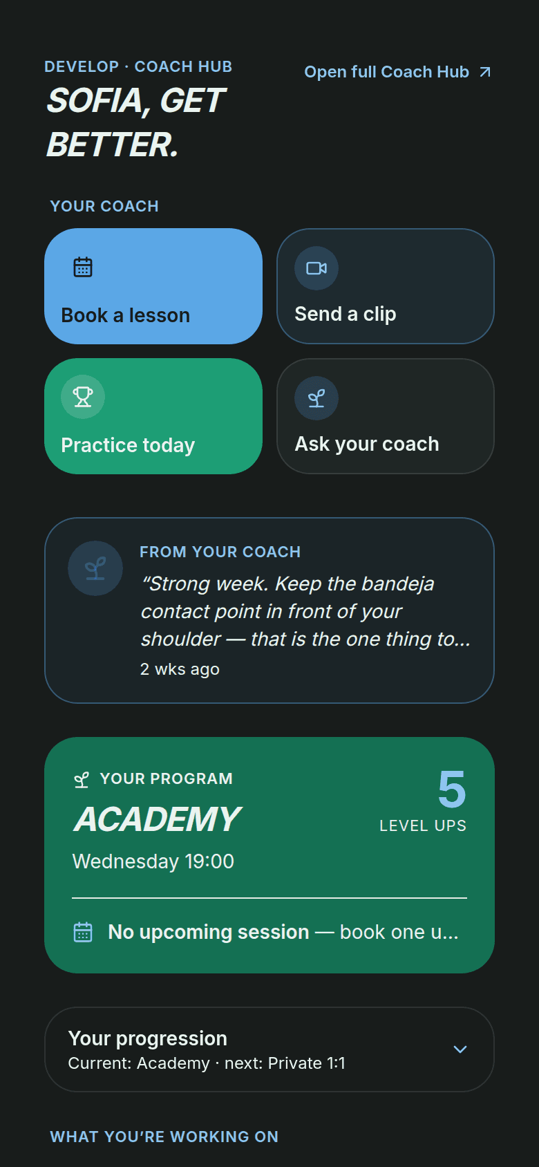 The Develop coach hub